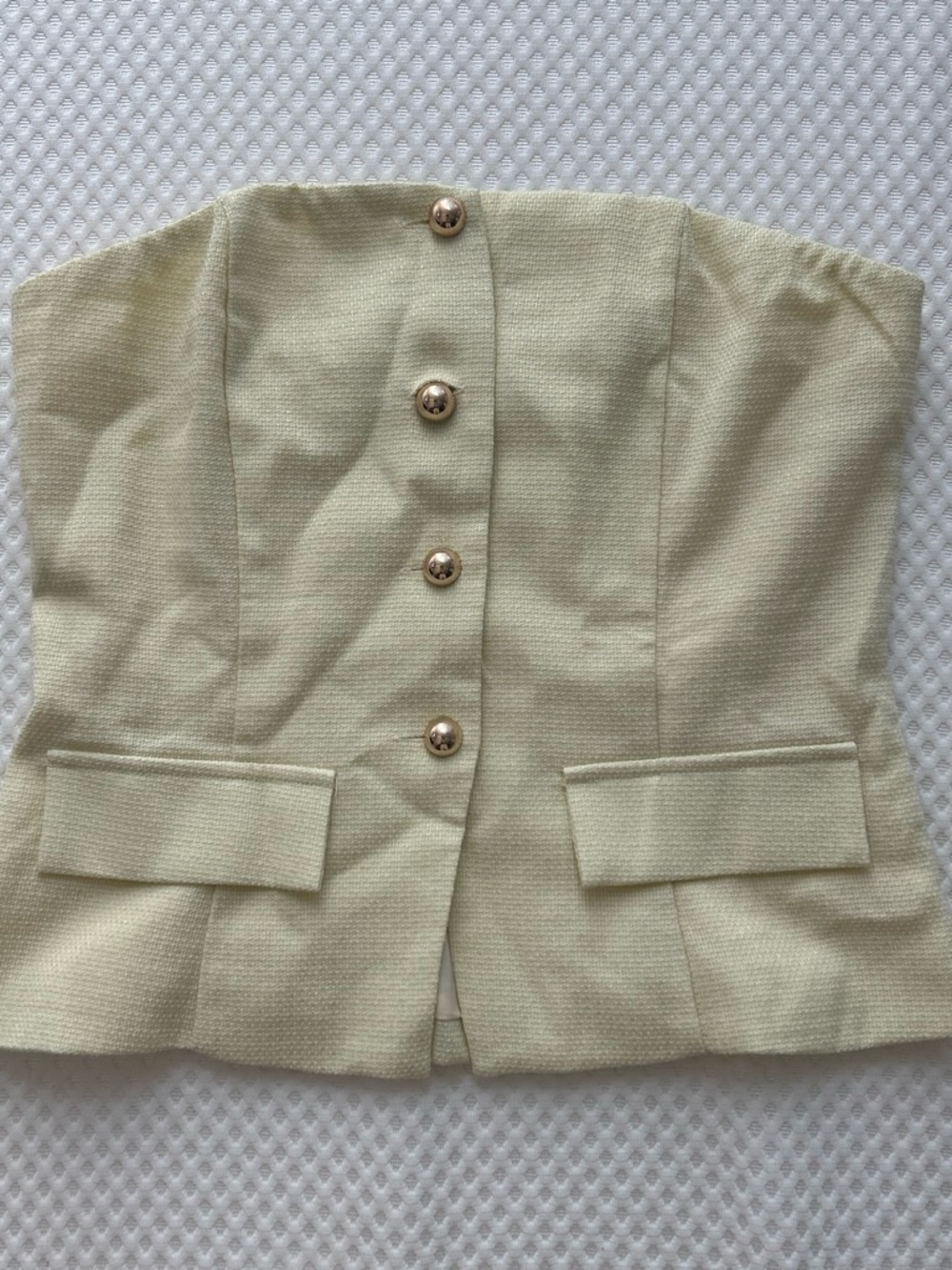 Tailored Strapless Cream Button-Front Bustier Top